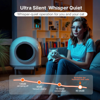 Smart Self-Cleaning Cat Litter Box with APP Control & Odor-Free Technology, Automatic Litter Box for Cats (Remote Monitoring) Cat Litter Box with Litter Control Pedal