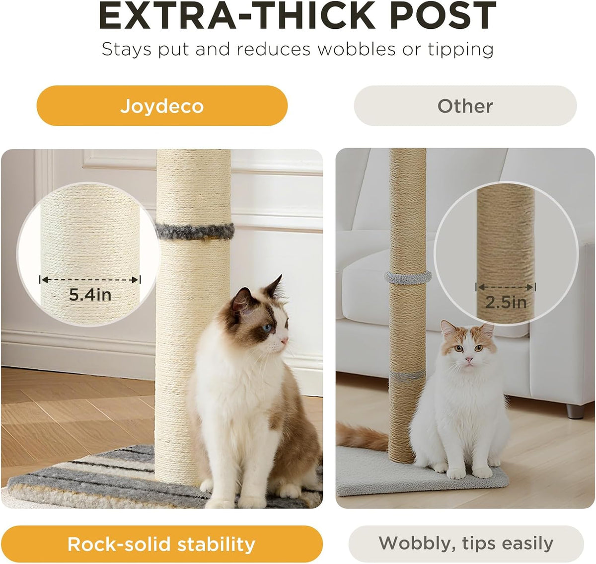Cat Scratching Post 38 Inches Heavy Duty and Thick Scratching Post Sisal Rope with Hanging Ball and Mice for Indoor Cats(Grey)