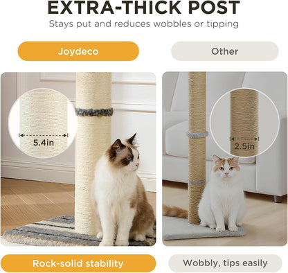 Cat Scratching Post 38 Inches Heavy Duty and Thick Scratching Post Sisal Rope with Hanging Ball and Mice for Indoor Cats(Grey)