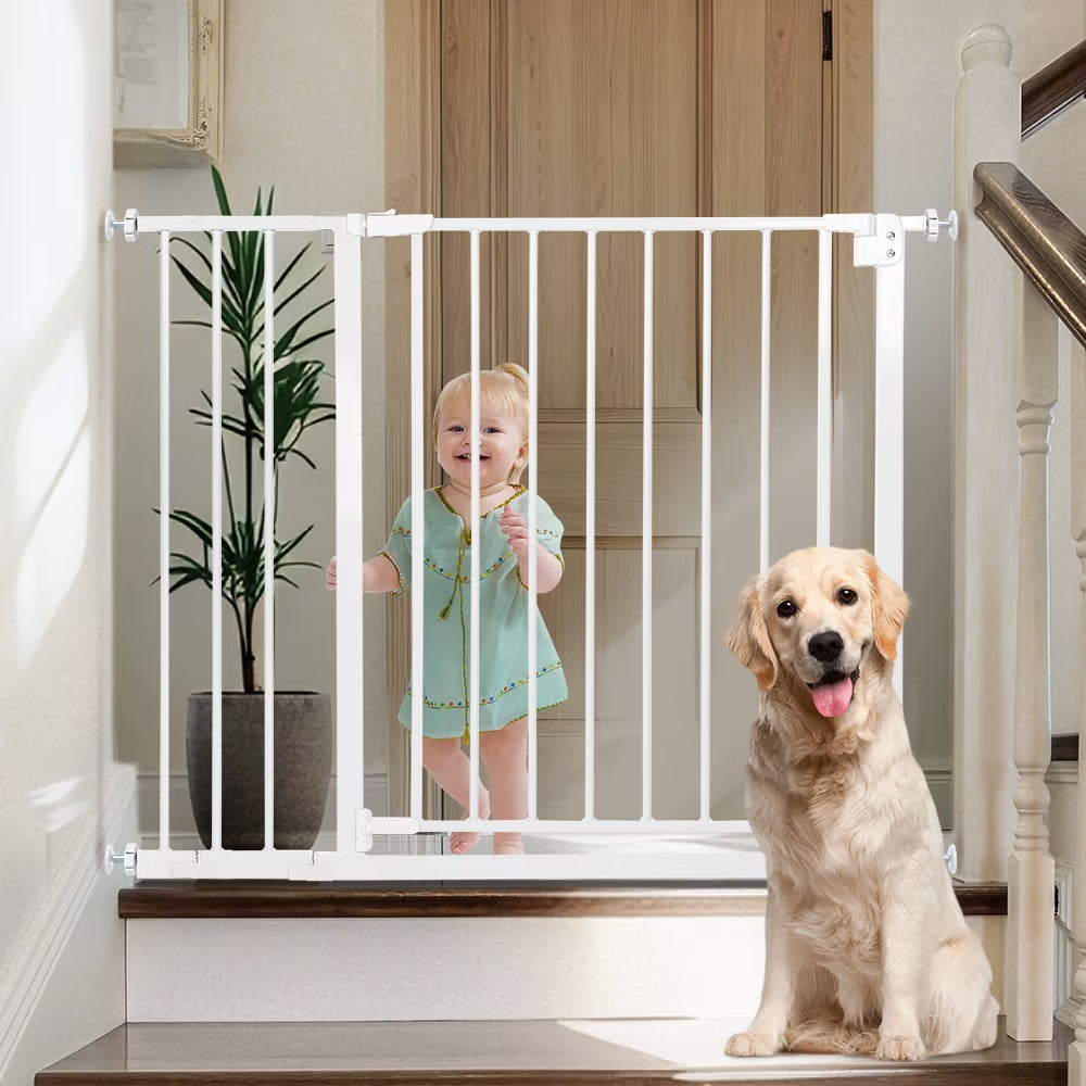 Baby Safety Gate, Baby Gates for Top Stairs Doorway, 29.5''- 40.5''Wide Pressure Mount, White