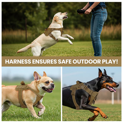 No Pull Dog Harness for Small Dogs, Reflective Dog Vest Harness with Handle, Adjustable Easy on Dog Harness for Training Running Walking, Khaki S