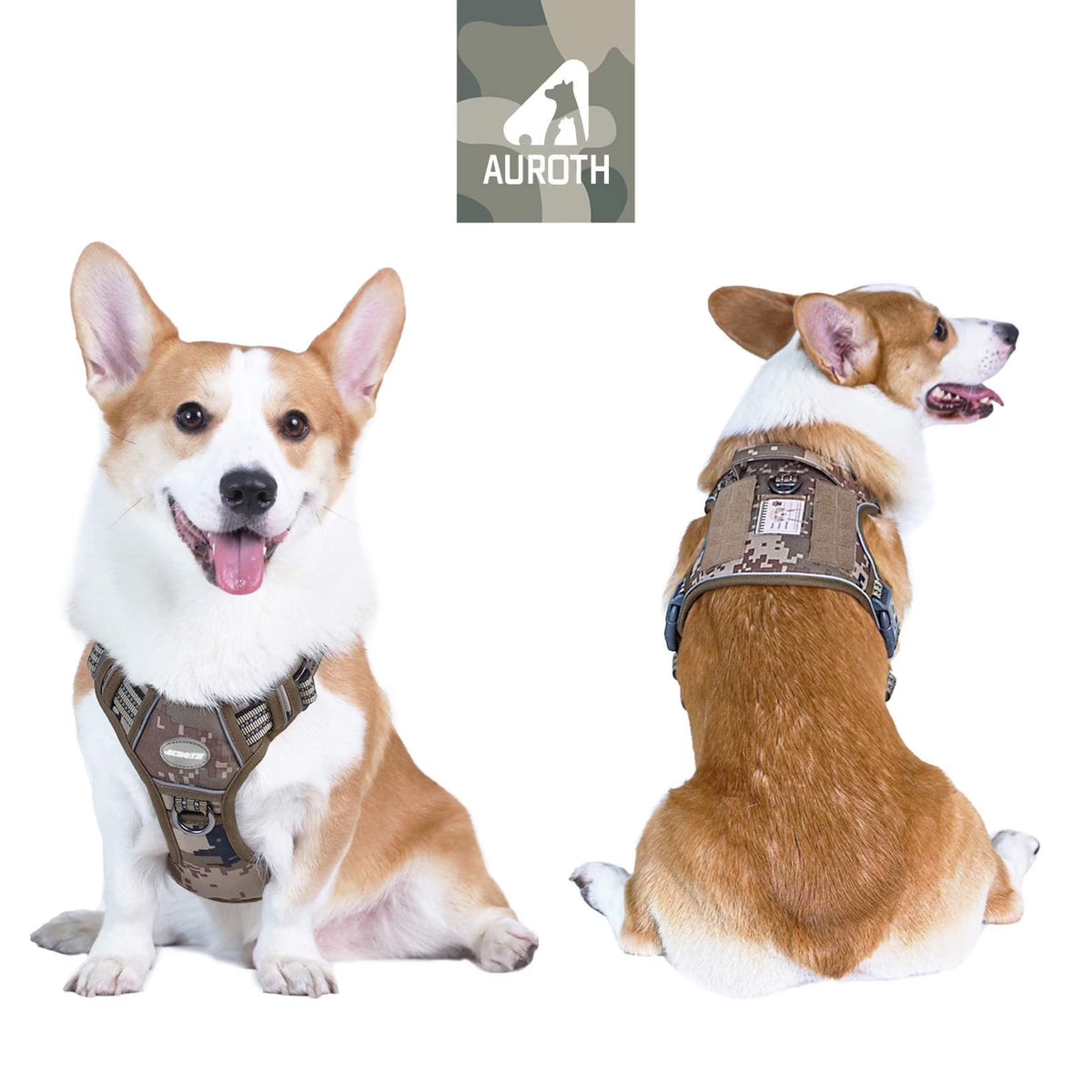 No Pull Dog Harness for Medium Dogs, Adjustable Easy on Pet Puppy Harness for Training Walking, Reflective Breathable Padded Dog Harness with Easy Control Handle, Desert Camo
