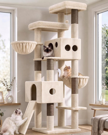 Tall Cat Tower Extra Large Cat Tree House, S77D, Beige