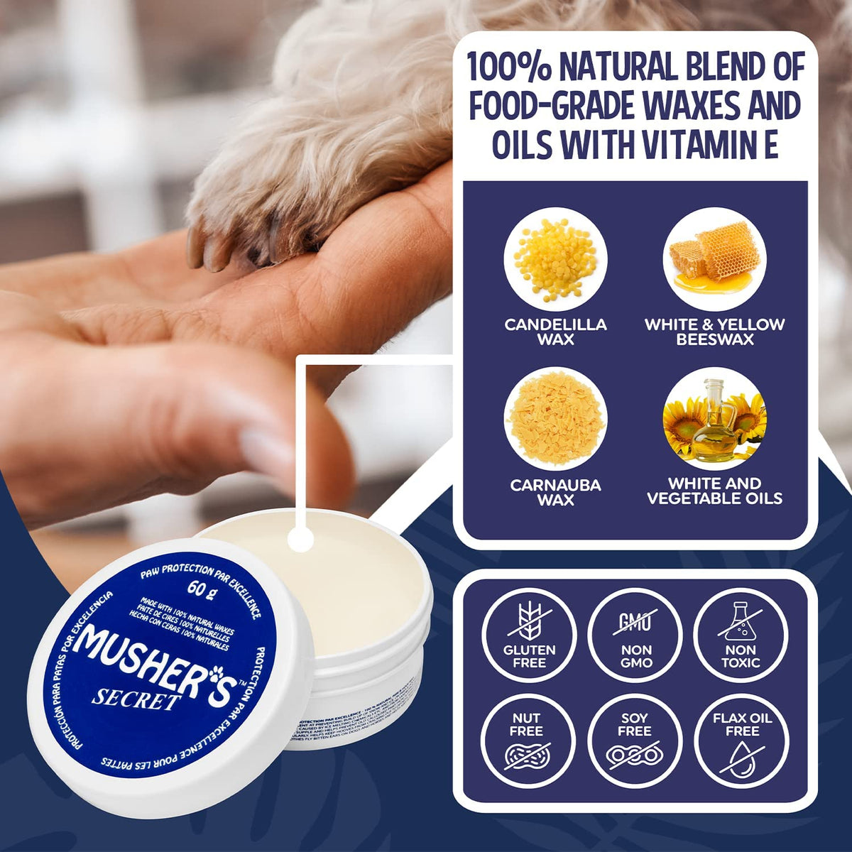 All-Natural Dog Paw Balm, All-Season Paw Protector, 60G