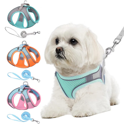 Cat Harness and Leash, Escape Proof Cat Vest Dog Walking Leash and Harness Set, Adjustable Step in Pet Harness, Reflective Breathable Easy Control Vest for Small Large Kitten Dog Outdoor, Green XS