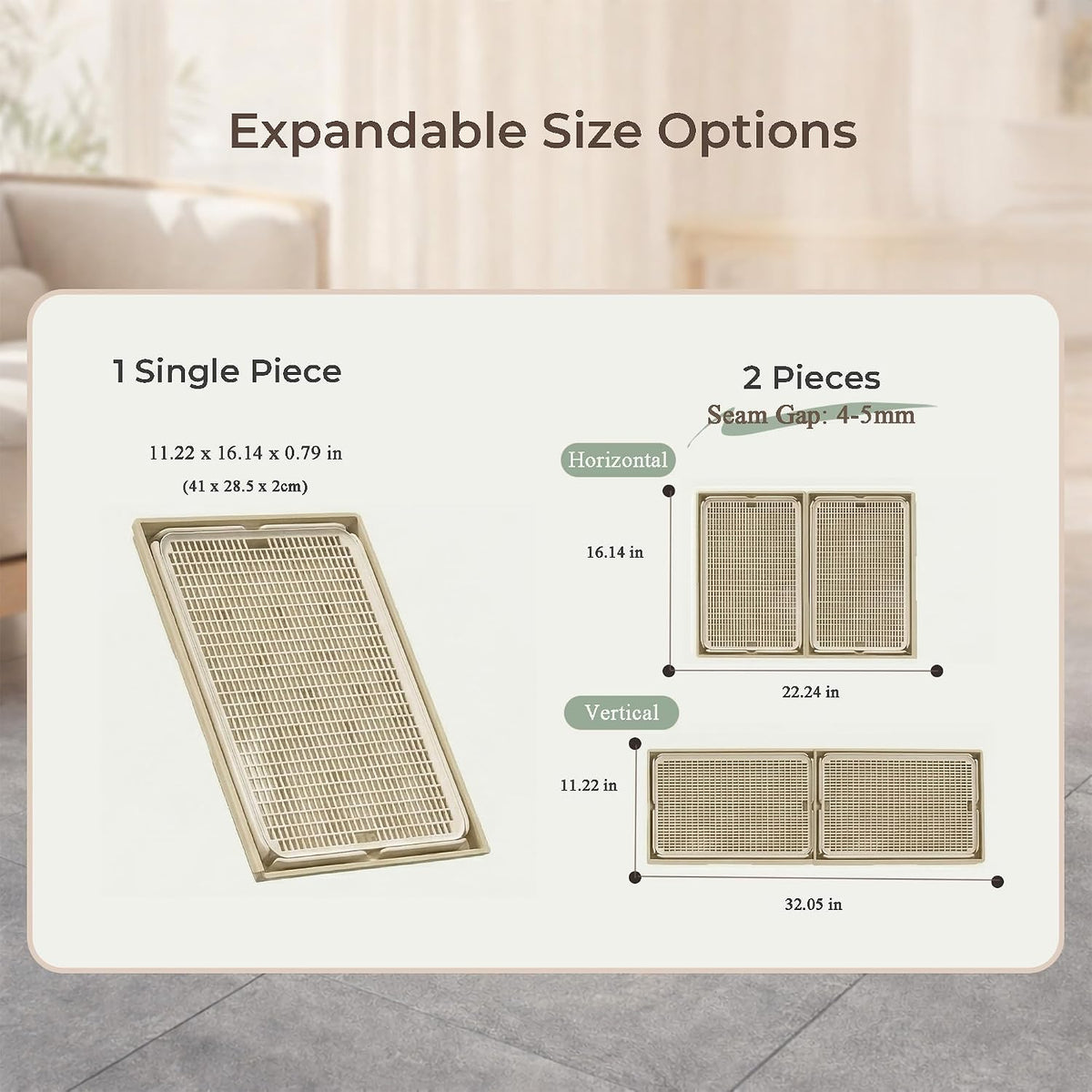 2-Pack Connectable Cat Litter Trapping Mats for Litter Box