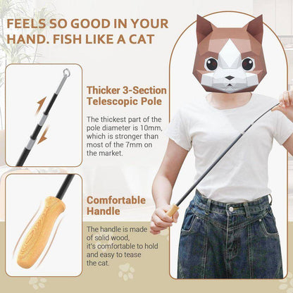 Interactive Cat Teaser Wand Toys 43In Sustainable Wooden Handles Bird and Feather Refills 5Pcs Exercises Andplays 2-Pack