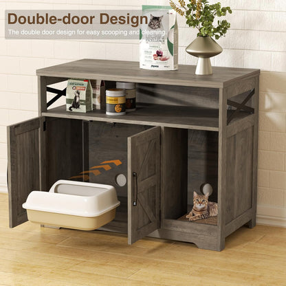 Cat Litter Box Enclosure, Hidden Litter Box with Scratch Pad